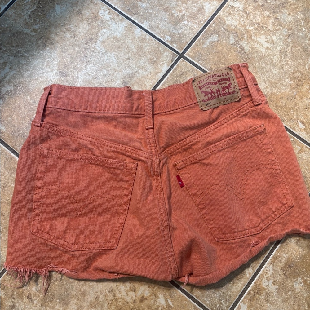 Levi's Women's 501 Orange Button-Fly Jean Shorts - Picture 2 of 4